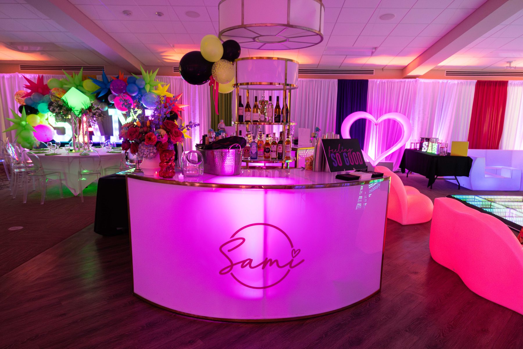 Bar Mitzvah dance floor with custom lighting