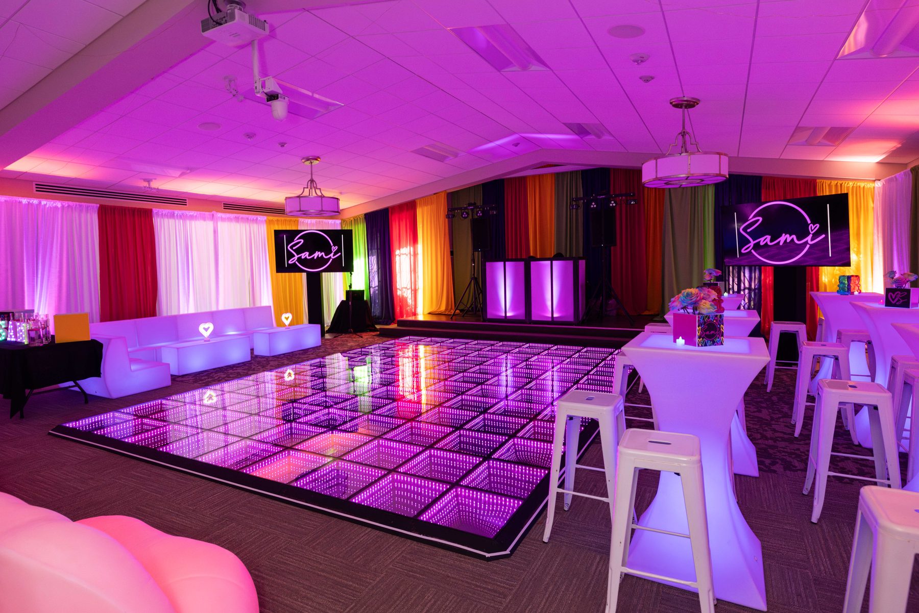 Custom themed lounge at a Mitzvah celebration