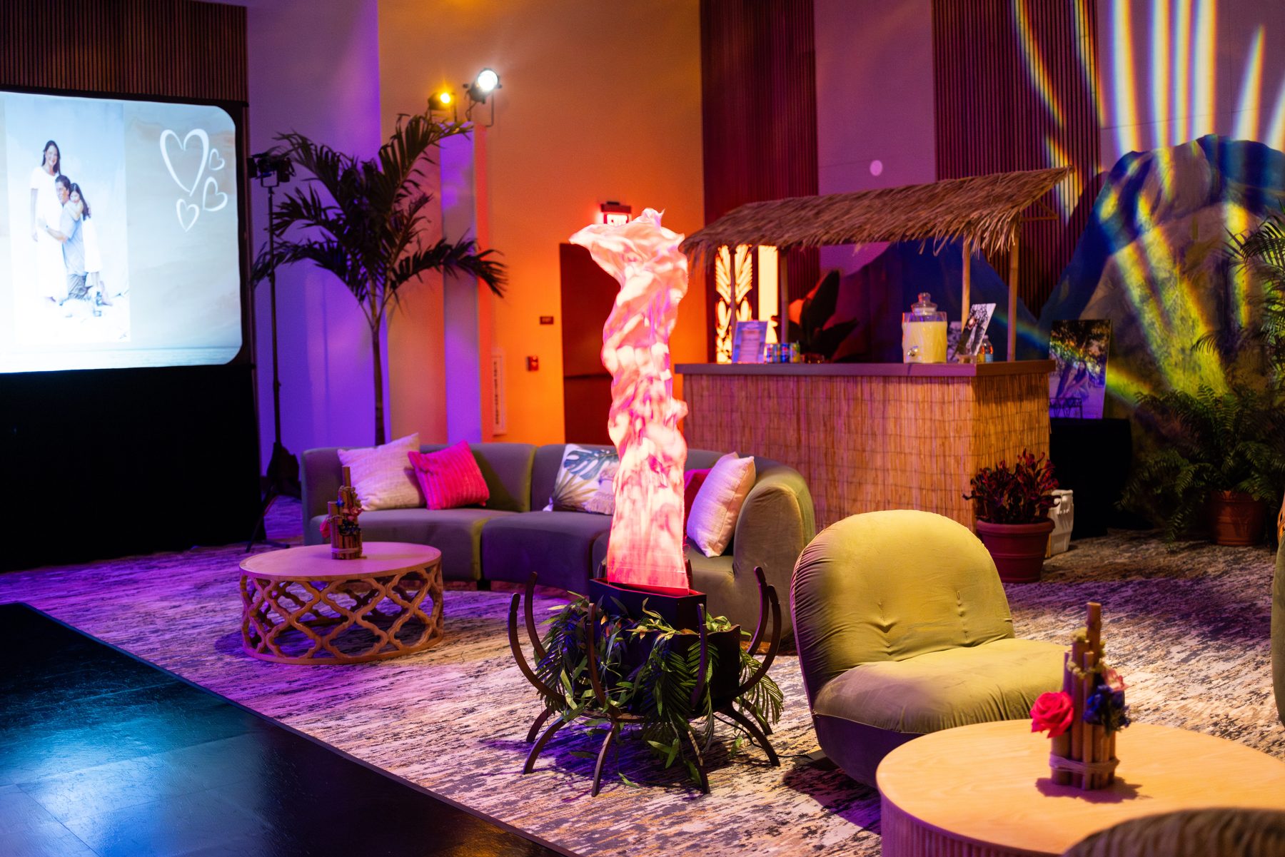 Custom themed lounge at a Mitzvah celebration