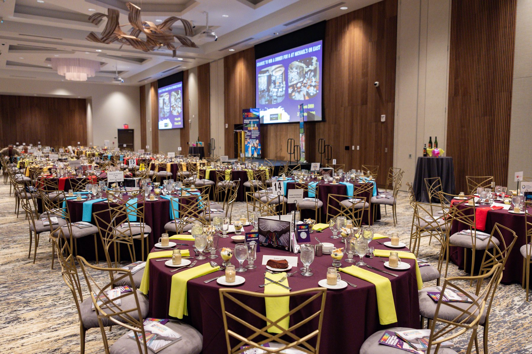 Luncheon tables set for a fundraising event