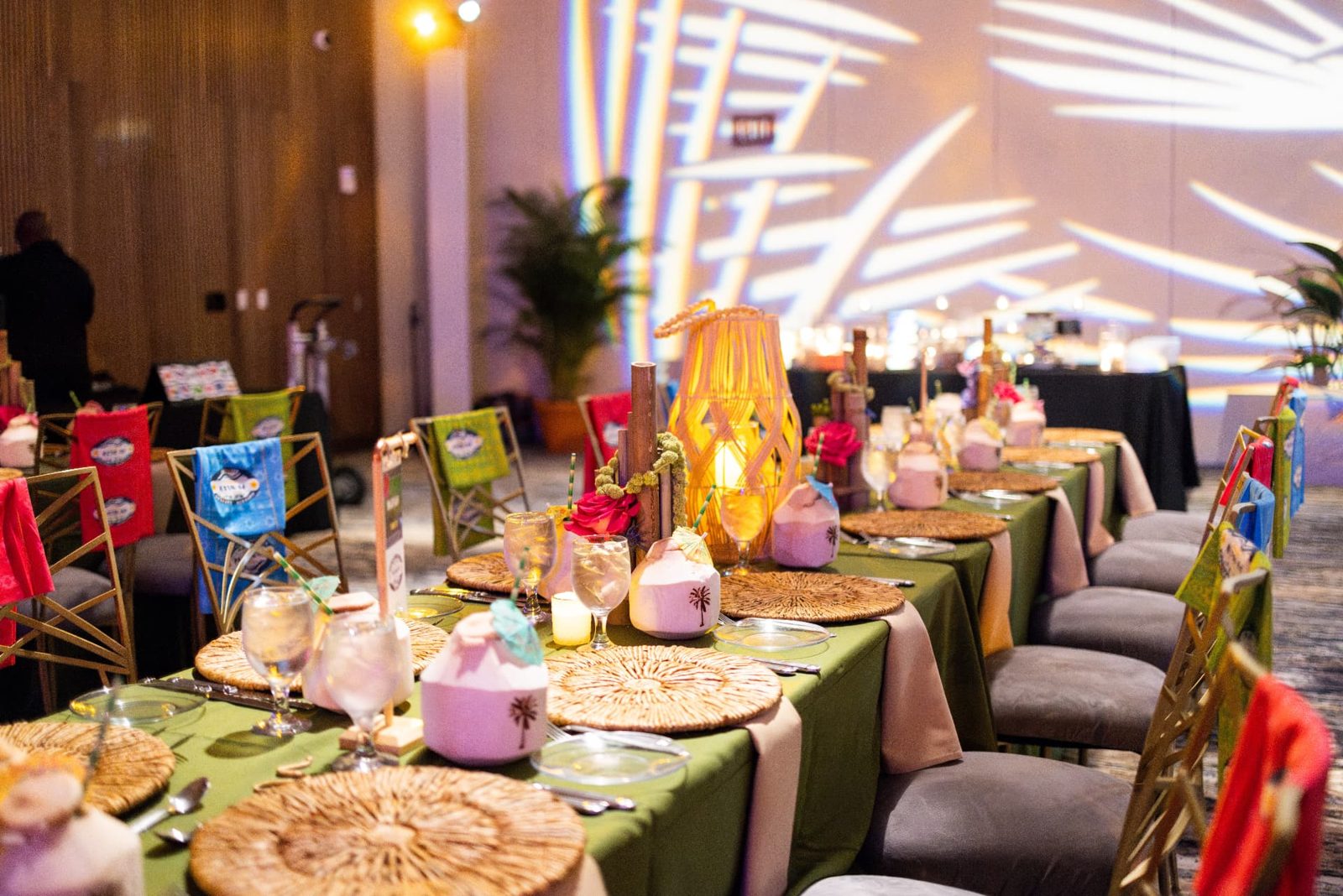 Island themed dining room planned by Kingsley Event Consulting