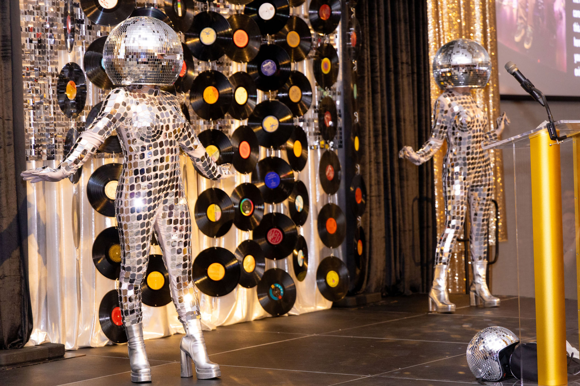 Mirror ball performers planned by Kingsley Event Consulting