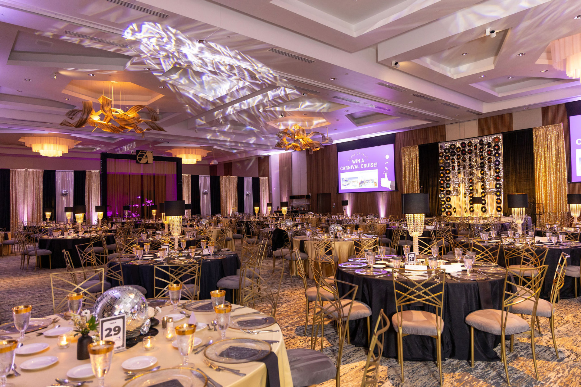 Disco themed gala ballroom planned by Kingsley Event Consulting